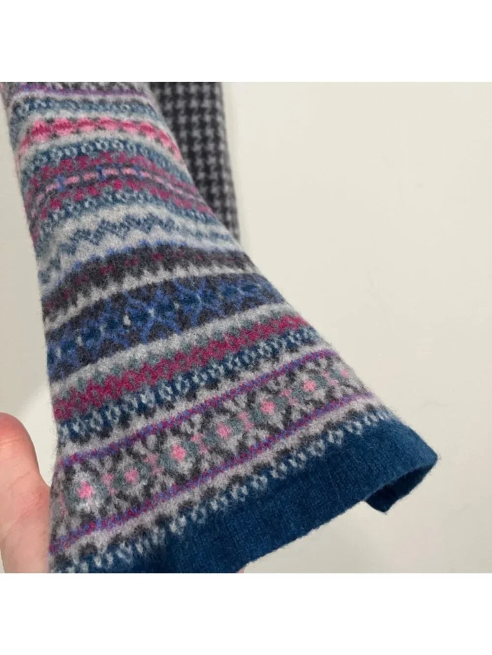 Robert Mackie Scotland 100% Wool Scarf Fair Isle Houndstooth Warm 69